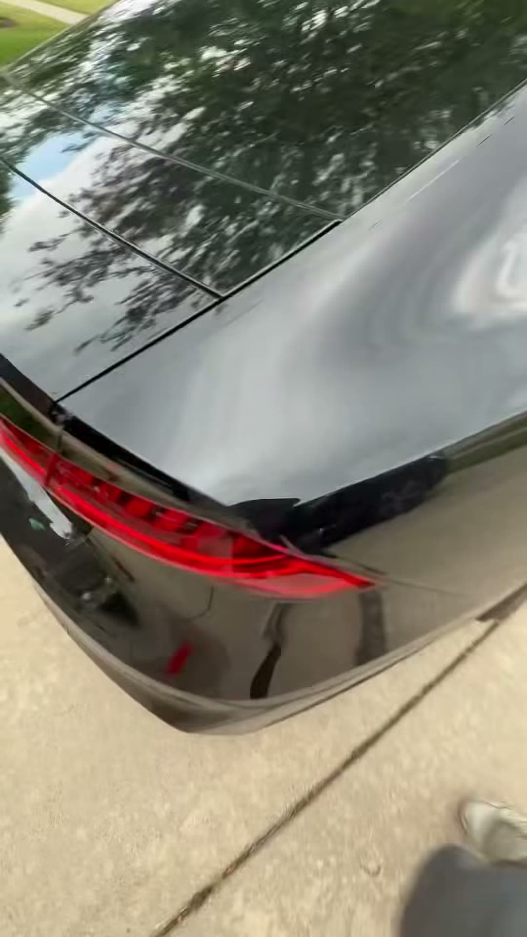 Close view of the clean rear body line on a black Audi