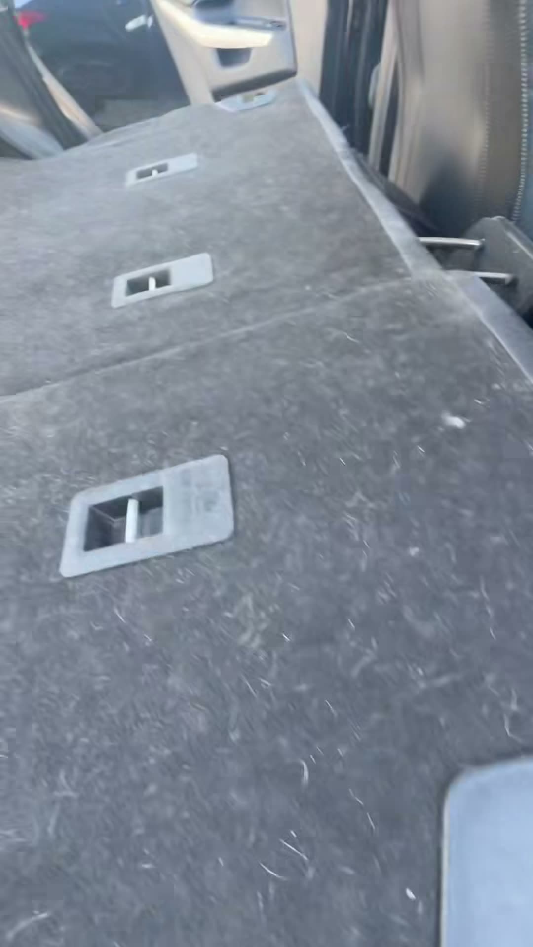 Pet hair visible across a Ford Explorer seat back before cleaning
