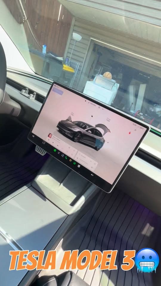 Tesla interior shown during a mobile detail
